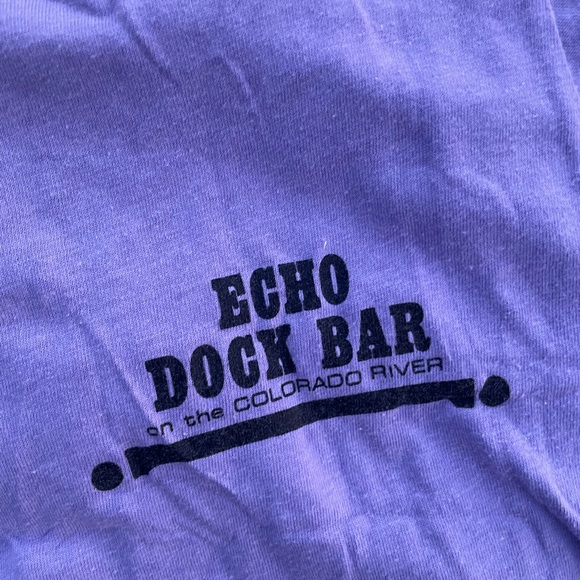 Vintage 80s 90s Humorous Midriff Crop Top Echo Bar Parker Dam Ca Burger King med - Picture 3 of 7